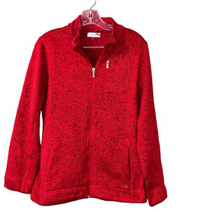 Calvin Klein Zip Vibrant Red Fleece Jacket Sweater M